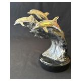 Signed Donjo resin dolphin sculpture
