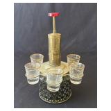 Vintage MCM glas & metal liquor pump dispenser