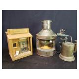 Vintage nautical electric lamp, vintage brass