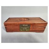 Vintage Chinese rosewood jewelry box with brass
