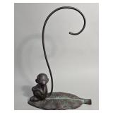 Pewter and iron monkey sculpture