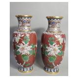 Pair of vintage Chinese cloisonne vases
