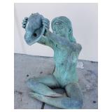 Signed "John Miller" bronze fountain of a girl
