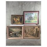 Four vintage framed prints