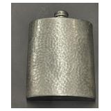 Vintage English hammered pewter flask
