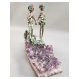 Brutalist brass and amethyst sculpture