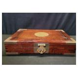 Vintage Asian rosewood and brass jewelry box