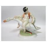 Herend (Hungary) porcelain boy riding a goose