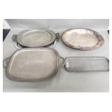 Five silver plate trays