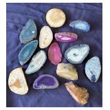 Lot of 14 polished geode specimens