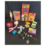 Group of vintage toy, key rings, Barbie Skippy