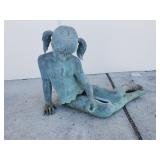 Bronze garden statue signed
