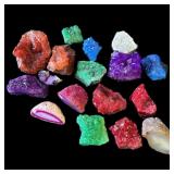 Lot of 17 colored geode specimens