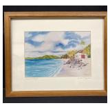 Framed and signed watercolor print