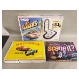 Vintage Matchbox showcase, Tyco cliff hangers