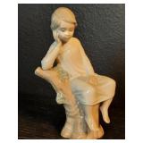 Vintage Lladro porcelain boy reading sculpture