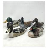 Group of wood and ceramic duck decoys