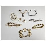 Vintage bracelets and earrings: MOP, Navajo b