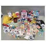 Box of miscellaneous toys and stickers Blue