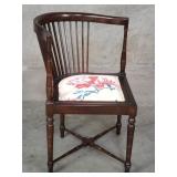 Vintage walnut veneer spindle back corner chair