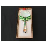 Vintage dragonfly magnifying glass with case