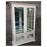 Mirrored back display cabinet with glass shelves