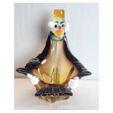 Vintage hand blown glass clown figure trinket dish