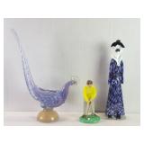 Thee hand blown glass figures as is