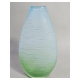Vintage hand blown ribbed art glass vase