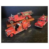 3 die-cast fire trucks, GMC Plant Protection,