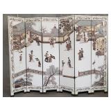 Vintage 6-panel Chinese engraved hand