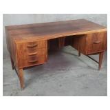 Mid-century Modern teak desk with key