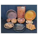 Group of wood bowls, serving trays