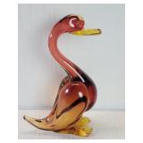 Murano unmarked art glass duck figure in a