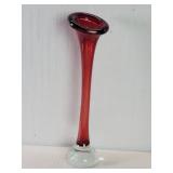 Vintage hand blown ruby glass vase