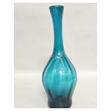 Vintage Blenko Peacock optic hand blown glass b