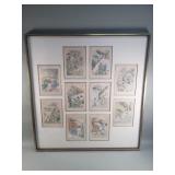 10 Chinese watercolor paintings framed