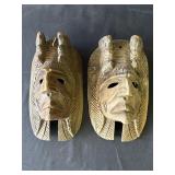 Pair of vintage carved wood masks
