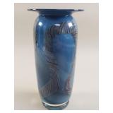 Signed hand blown art glass vase