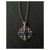 Vintage 900 silver Maltese cross pendant, necklace