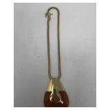 Vintage Lanvin Paris pendant necklace with amber
