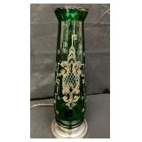 Vintage Bohemian emerald green glass lamp
