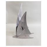 Metallic Evolution sail brushed steel desk clock