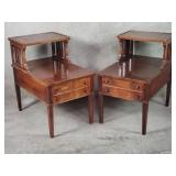 Merman mahogany end two-tiered end table