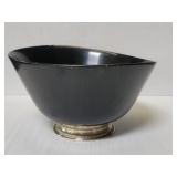 Vintage wood salad bowl with sterling silver base
