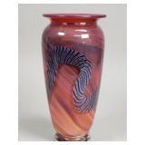 Signed hand blown art glass vase