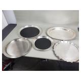 5 silver plate serving trays