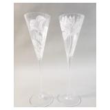2 Franklin Mint Les Fleurs De crystal champagne