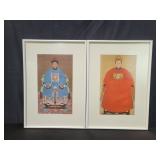 Pair of vintage Chinese textile prints