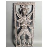 Hand carved wood folk art wall panel